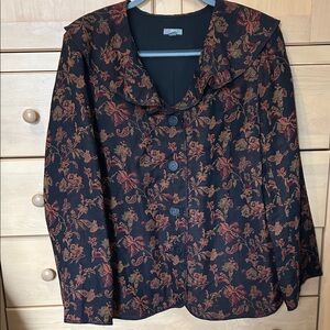 J. Jill Black and Brown Floral Blazer